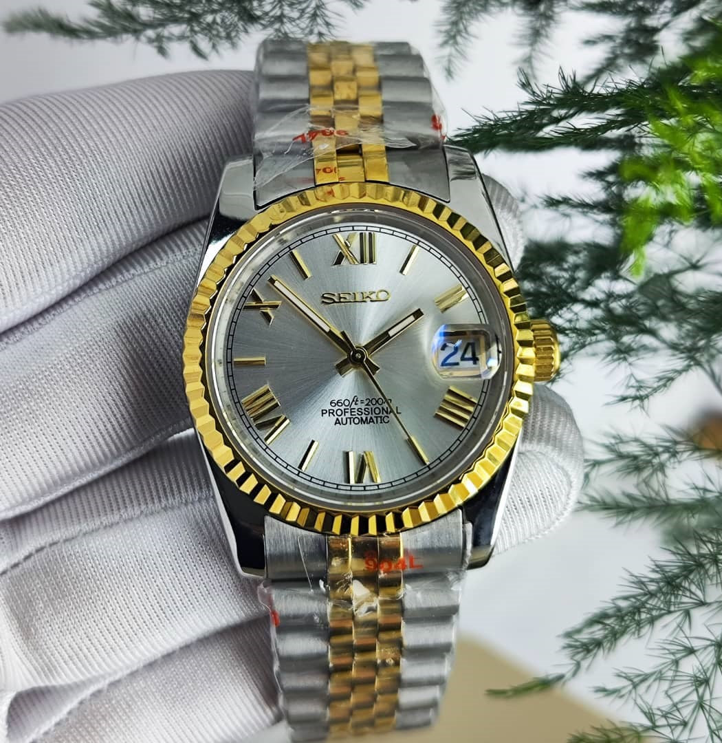 Seiko Mod DateJust Silver/Gold NH35 Chiffre Romain