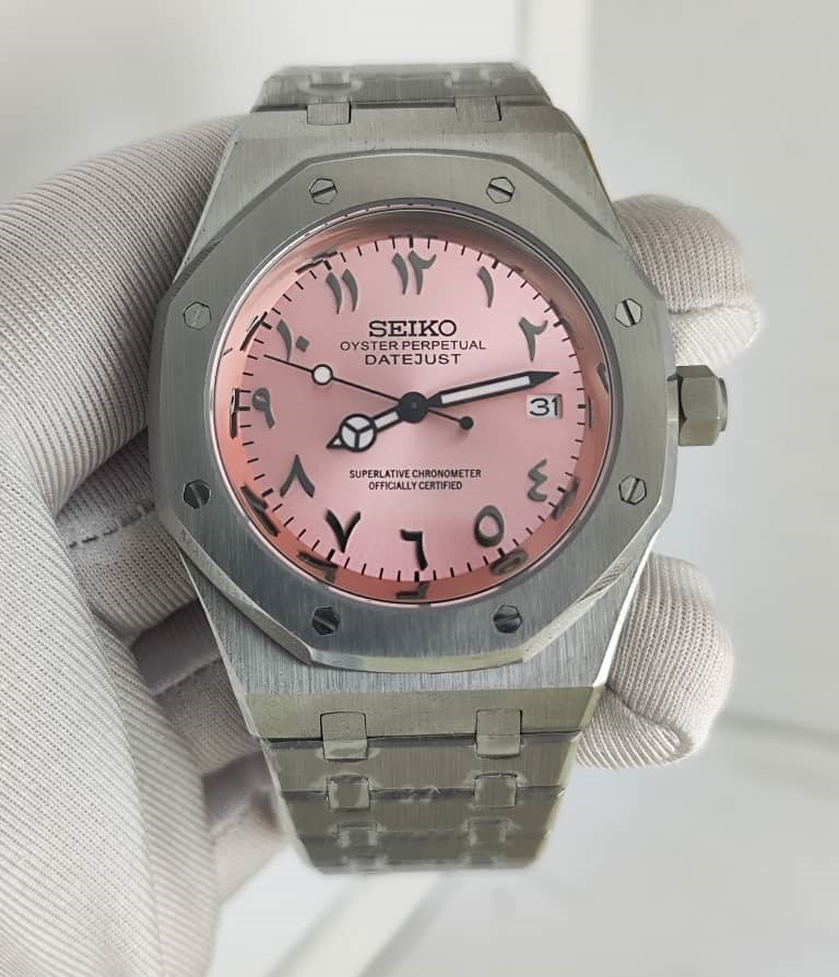 Seiko Mod Royal Oak Arabic Dial NH35 Pink