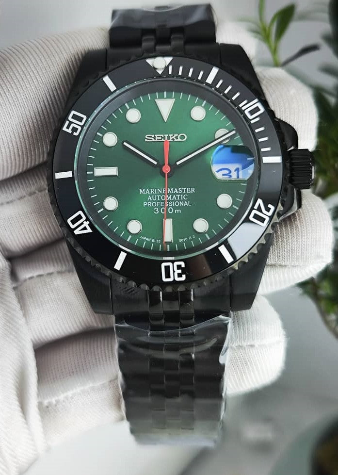 Seiko Mod Submariner NH35 édition Black Green Dial