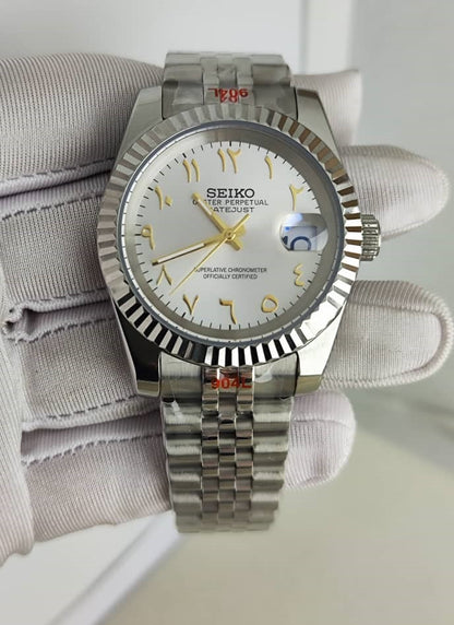 Seiko Mod Arabic Dial NH35 White Gold