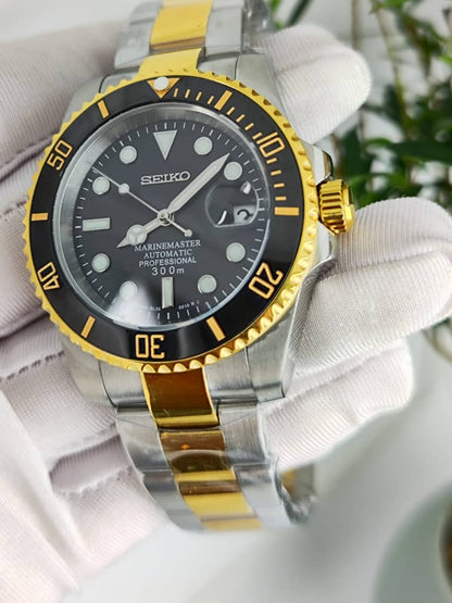 Seiko Mod Submariner NH35 Black Silver/Gold