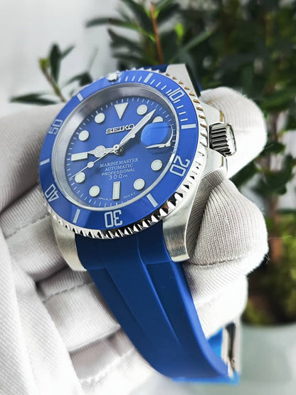 Seiko Mod Submariner NH35 Blue Bracelet Silicone