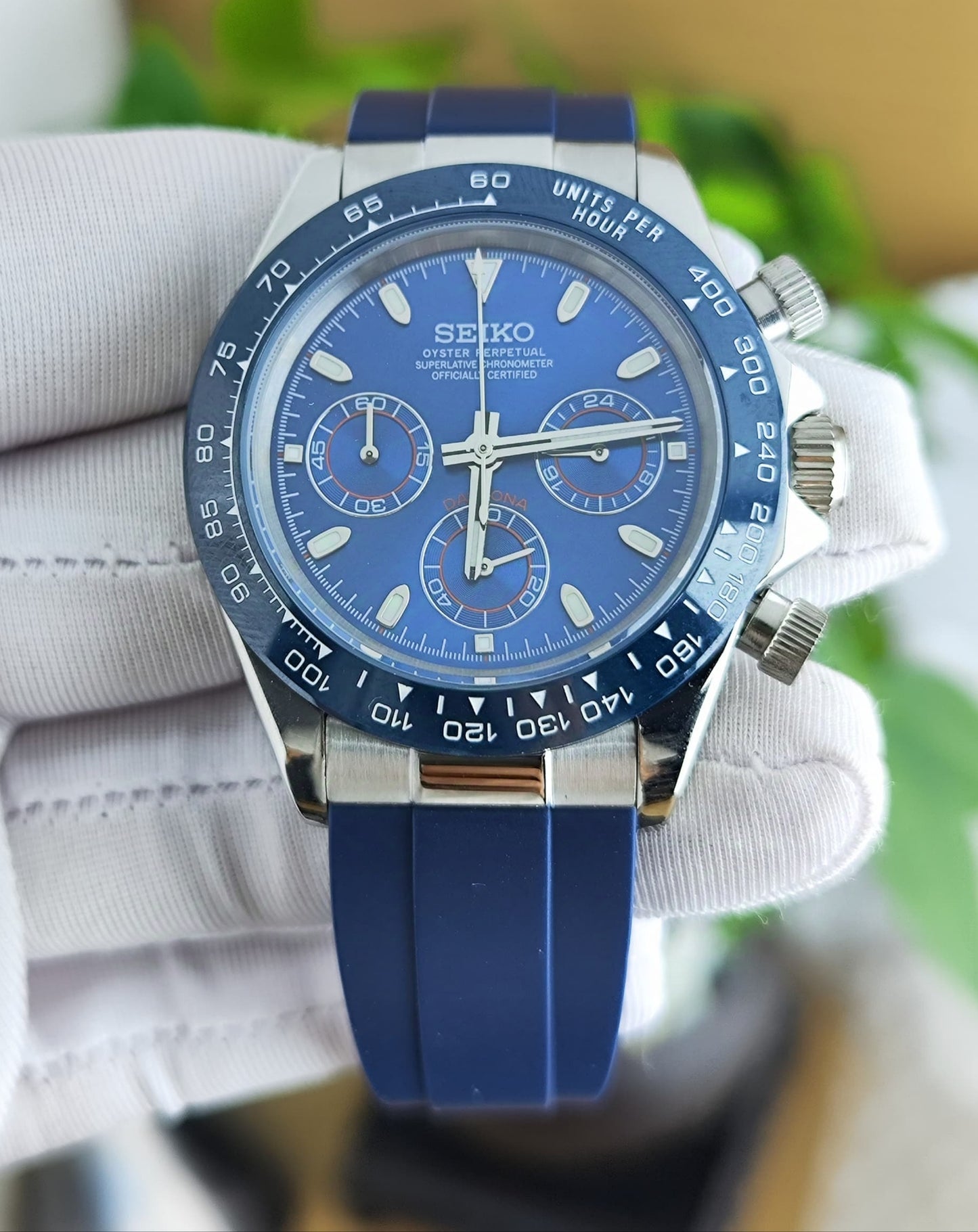 Seiko Mod Daytona Silver Blue VK63