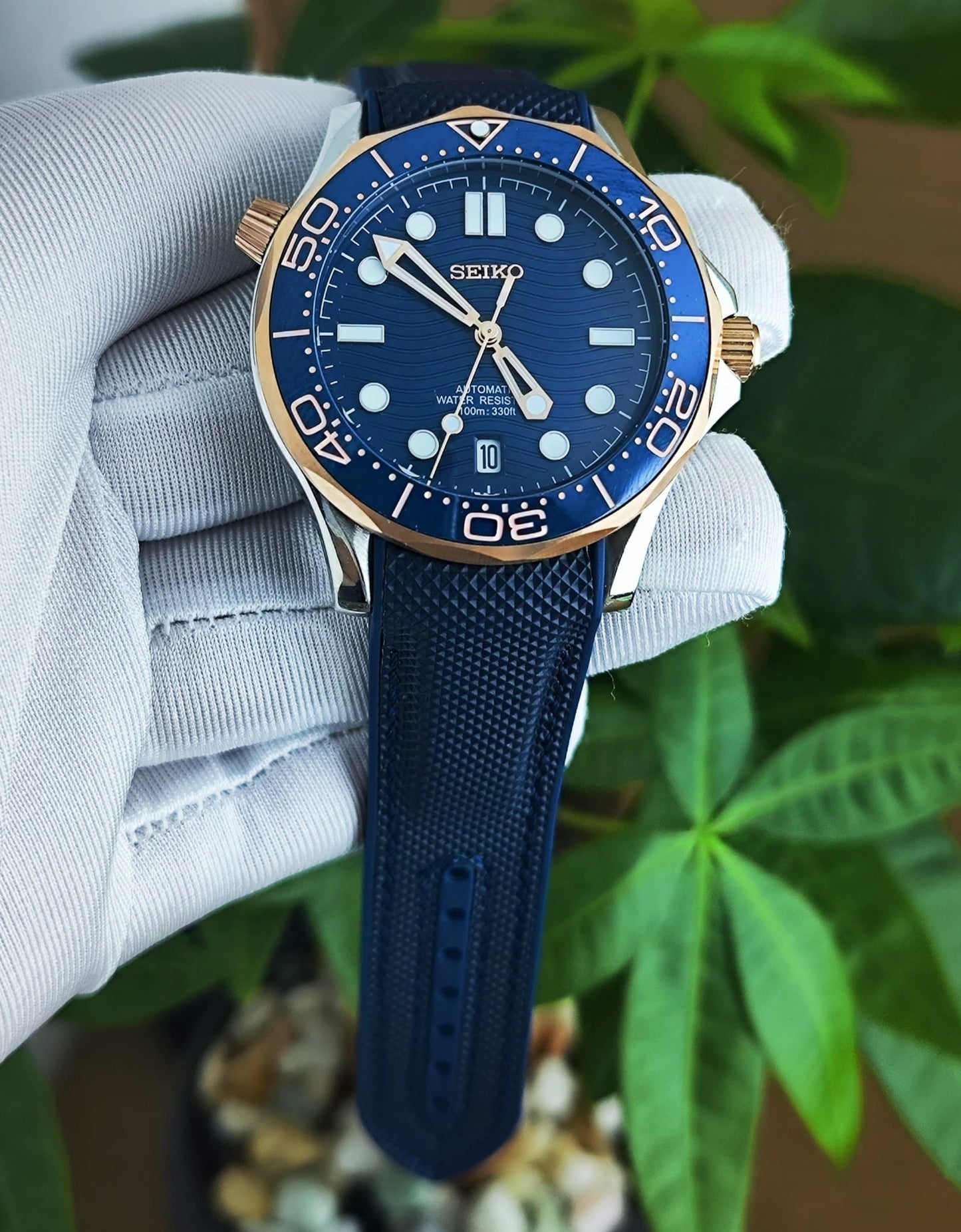 Seiko Mod Omega SeaMaster Blue Bronze NH35