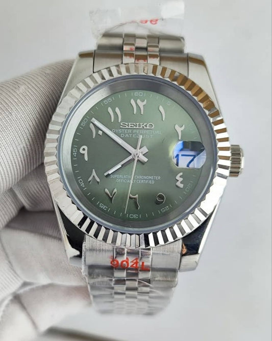 Seiko Mod DateJust Oyster Perpetual Arabic Dial Green NH35