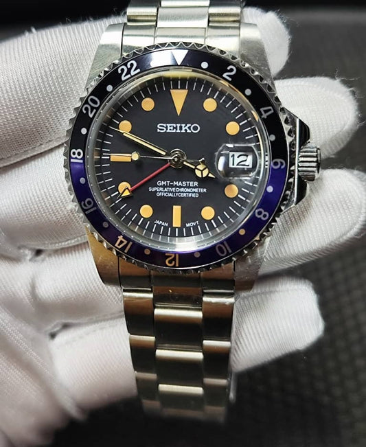 Seiko Mod Vintage GMT Master Batman NH34